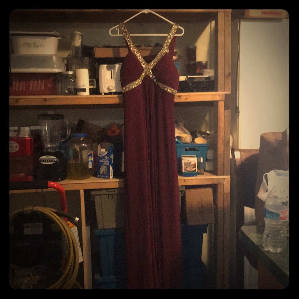 Maroon and Gold formal dress